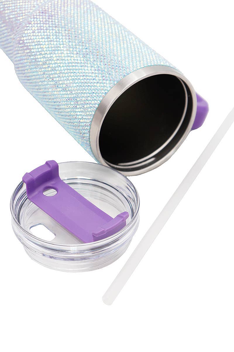 ASSORTI Gobelet isotherme en acier inoxydable à double paroi avec strass et effet ombré bicolore en vente sur Faire2