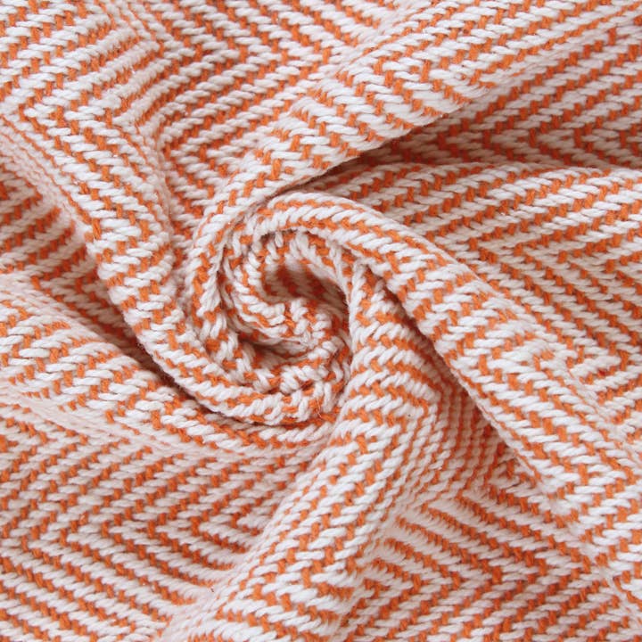 Fabstyles - Wholesale Throw Blanket - Fabstyles Herringbone Stripe Cotton Throw Blanket Fringes3