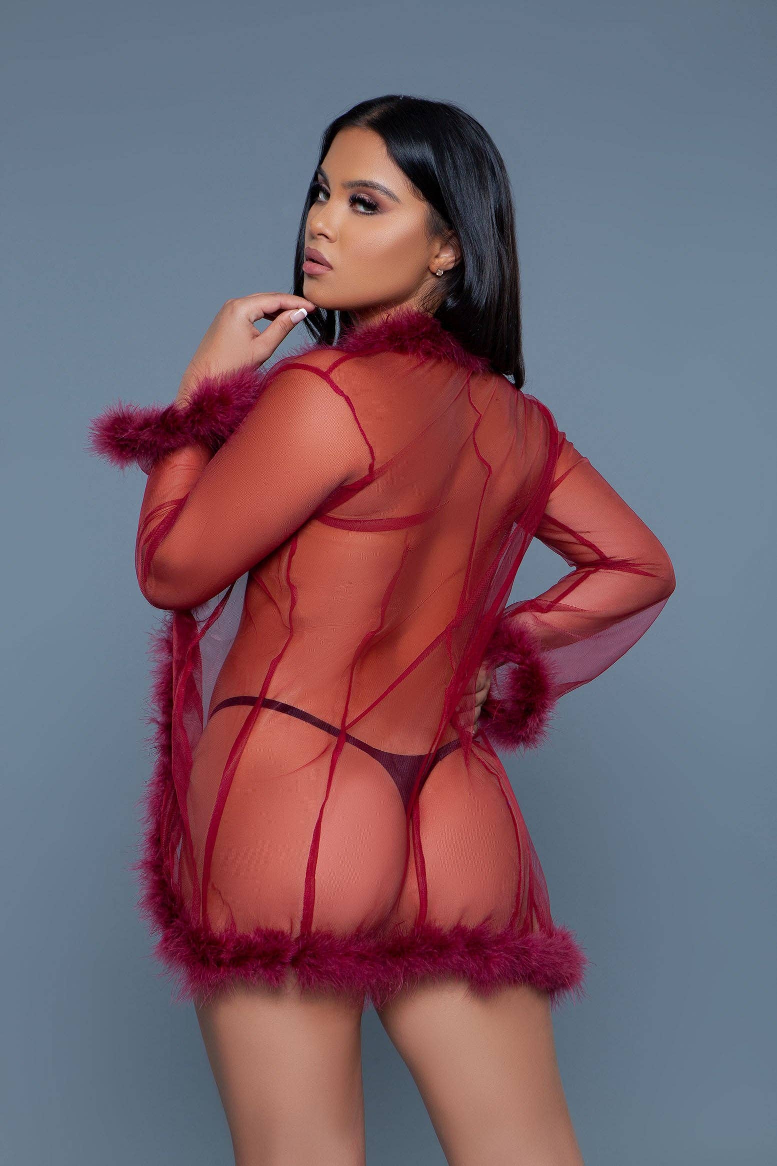 BeWicked - Vente Peignoir – femme - Peignoir court orné de fausse fourrure43