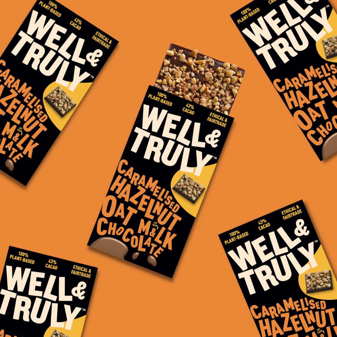 Well&Truly - Wholesale Chocolate Bar - Caramelised Hazelnut Oat M&LK Chocolate 10x90g1