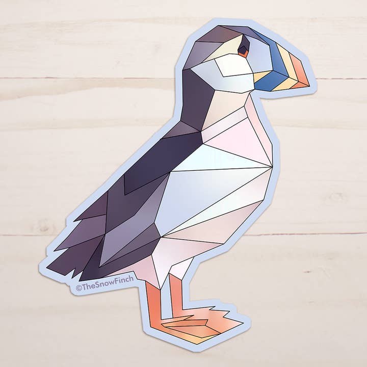 The Snow Finch - Vendita all'ingrosso Adesivo - Adesivo a forma di pulcinella con corna geometrica | Vinile impermeabile