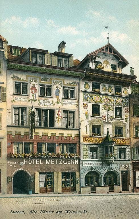 Found Image Press - Wholesale Postcard - Postcard MF-382 Old Houses in Lucerne, Swithzerland0