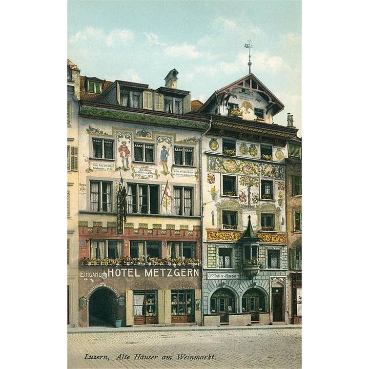 Found Image Press - Wholesale Postcard - Postcard MF-382 Old Houses in Lucerne, Swithzerland