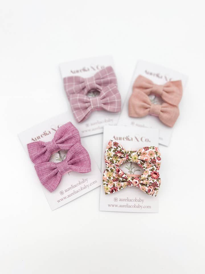 Baby Hair Bows on Lined Alligator Clips 5cm Fabric Bow Clip for wholesale by Aurelia & Co. Baby