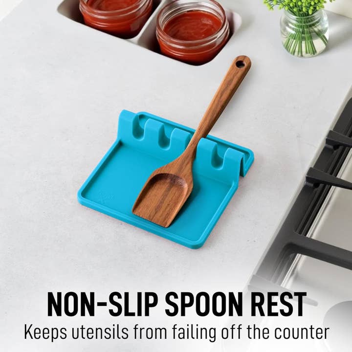 Zulay Kitchen - Wholesale Spoon Rest - Silicone Utensil Rest with Drip Pad for Multiple Utensils4