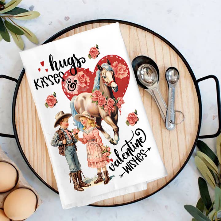 Vintage Western Cowboy Valentine Tehåndklæde for engroshandel hos Avery Lane Gifts
