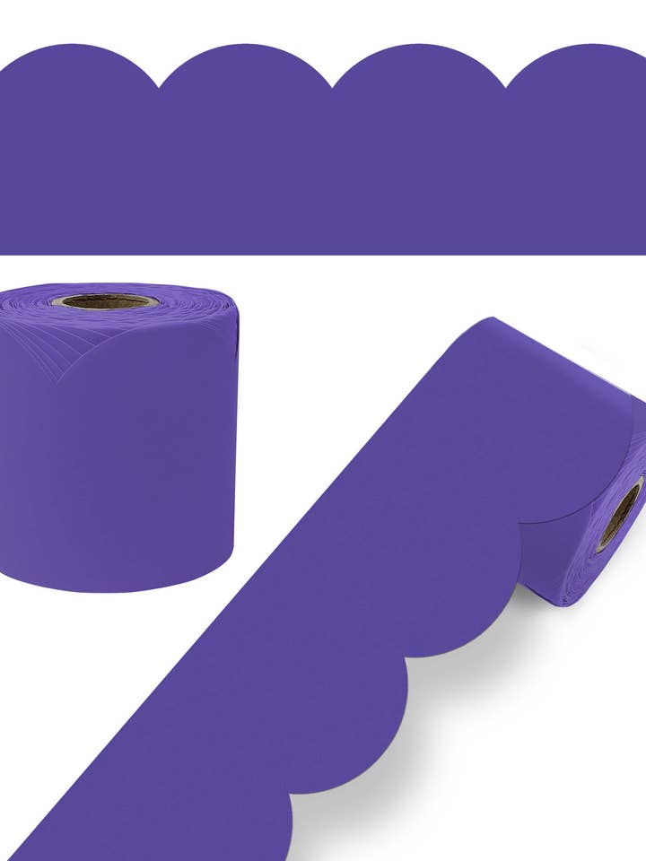 Deep Purple Rolled Scalloped Bulletin Board Borders for wholesale by Carson Dellosa Education