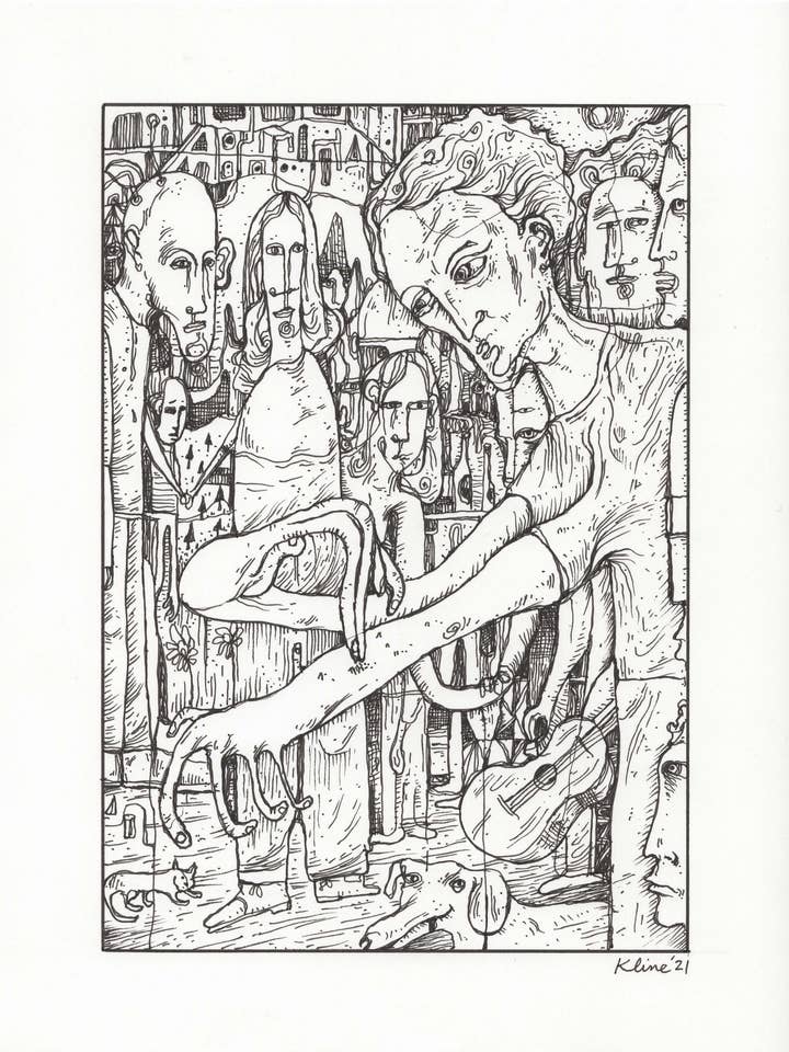 Pick. Original Ink Drawing. 9" x 12". Inktober. 2021 for wholesale by John Kline Artwork