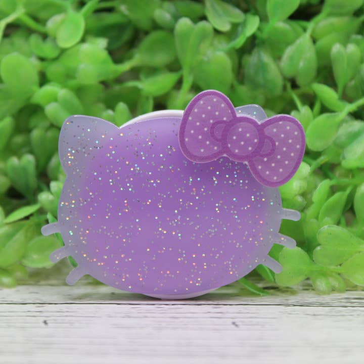 Purple Glitter Cat with Bow Phone Grip / Stand for wholesale by Hylidae Boutique