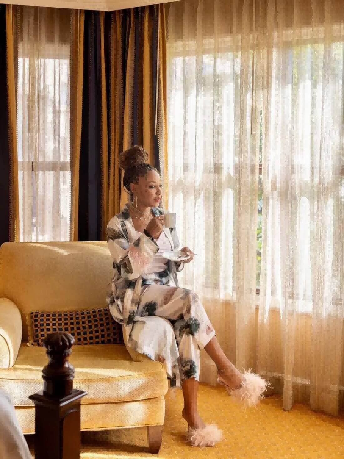 vert Ensemble de pyjama paysage 3 pièces plume en vente sur Faire15