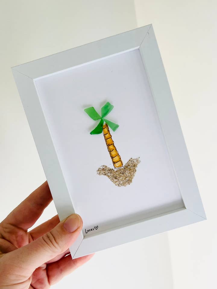 Art sur verre de mer en forme de palmier pour la vente par Sook & Hook