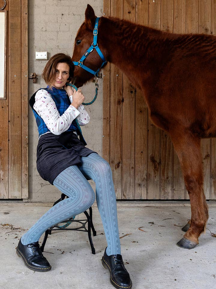 Tightology - Wholesale Tights – Women's - Summer Tights in Organic Cotton - Blue0