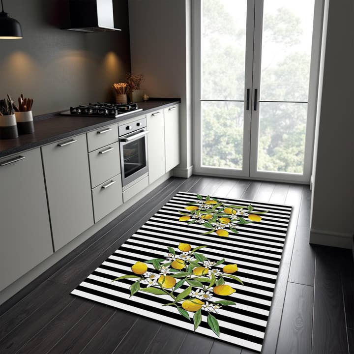 Citroenboom Fruit Gestreept Tapijt voor Keuken & Eetkamer voor wholesale door Rugendary Trade LLC
