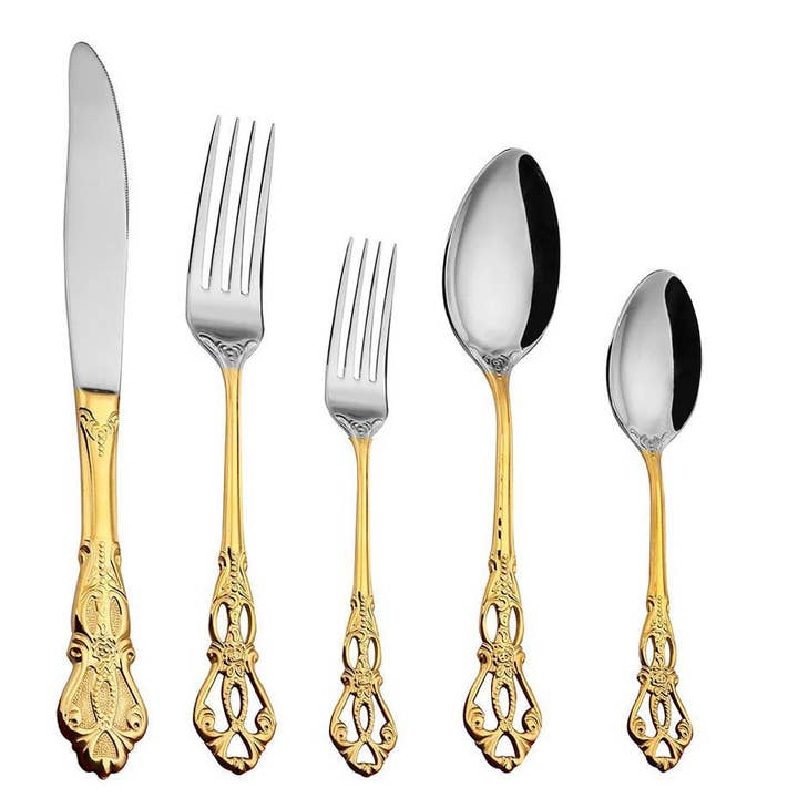 Luxury Silver & Gold Cutlery Set 30 pcs for wholesale by Misterchef