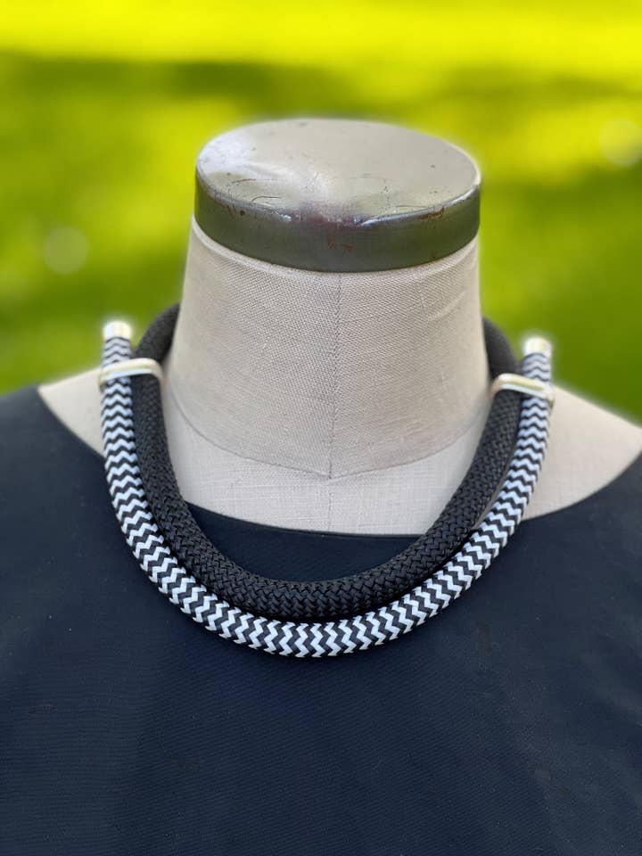 ILLUMINATE: Modern Classic Necklace Choker Black and White for wholesale by Alter Ego Designs