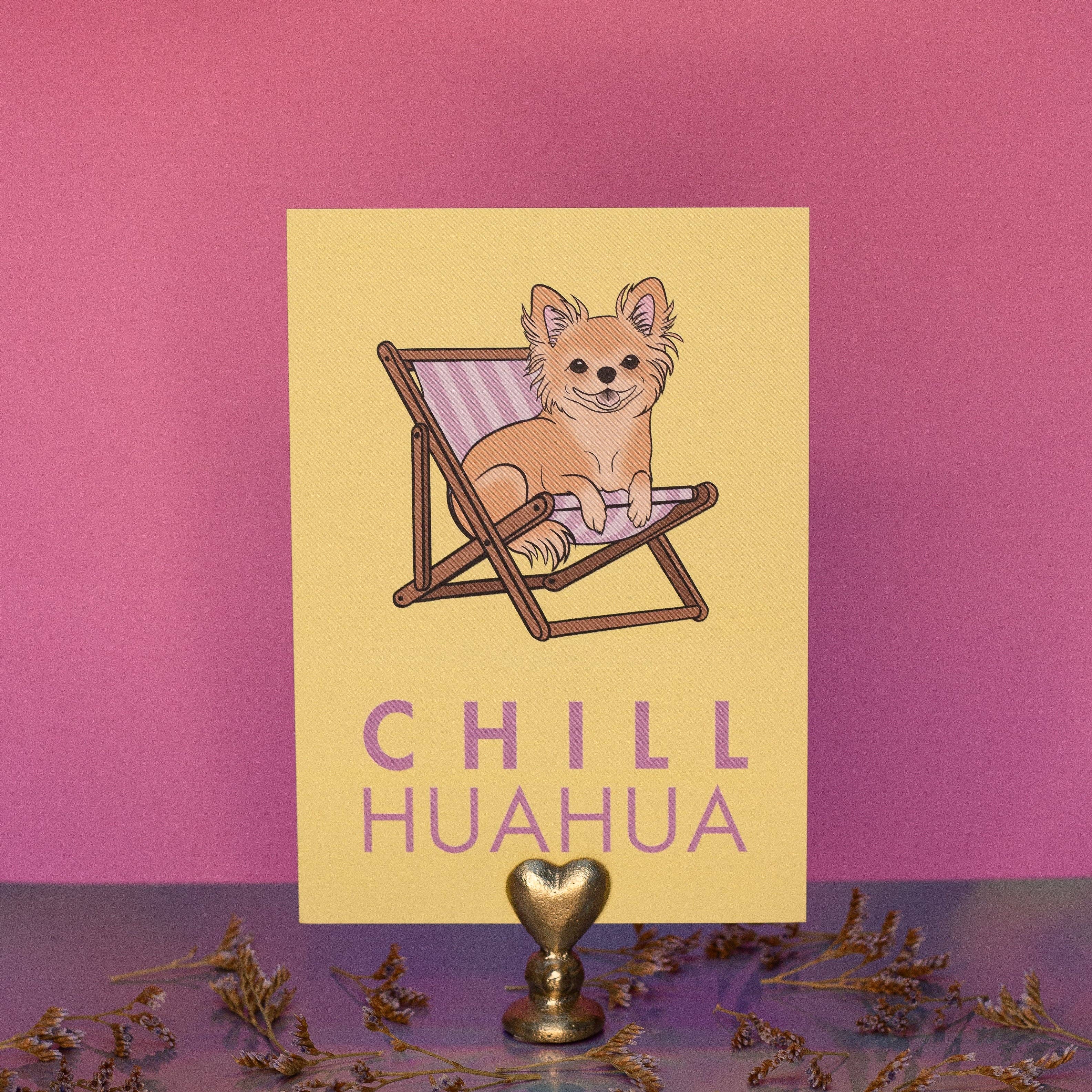 LOLLYPOPARTSTUDIO - Vente Carte de vœux classique - Carte Chihuahua « Chillhuahua »2