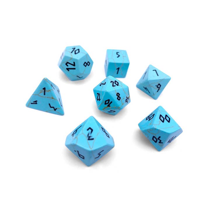 Turquoise - 7 Piece RPG Set Gemstone Dice for wholesale by Norse Foundry