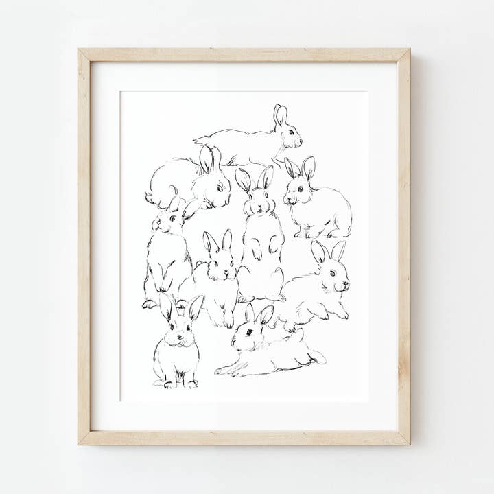 Bunny Rabbit Illustration Sketch Art Print for wholesale by NorthHouse Creative Co.