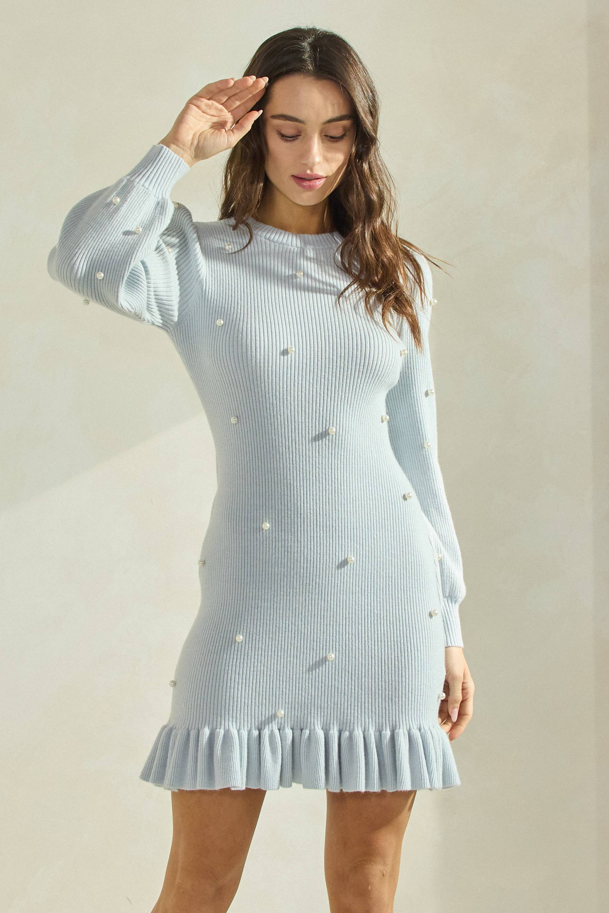 Able - Wholesale Dress - Women's - Pearl Embellished Knit Dress6