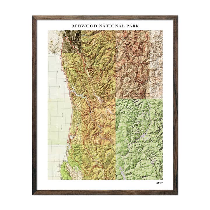 Redwood Relief Map for wholesale by Muir Way