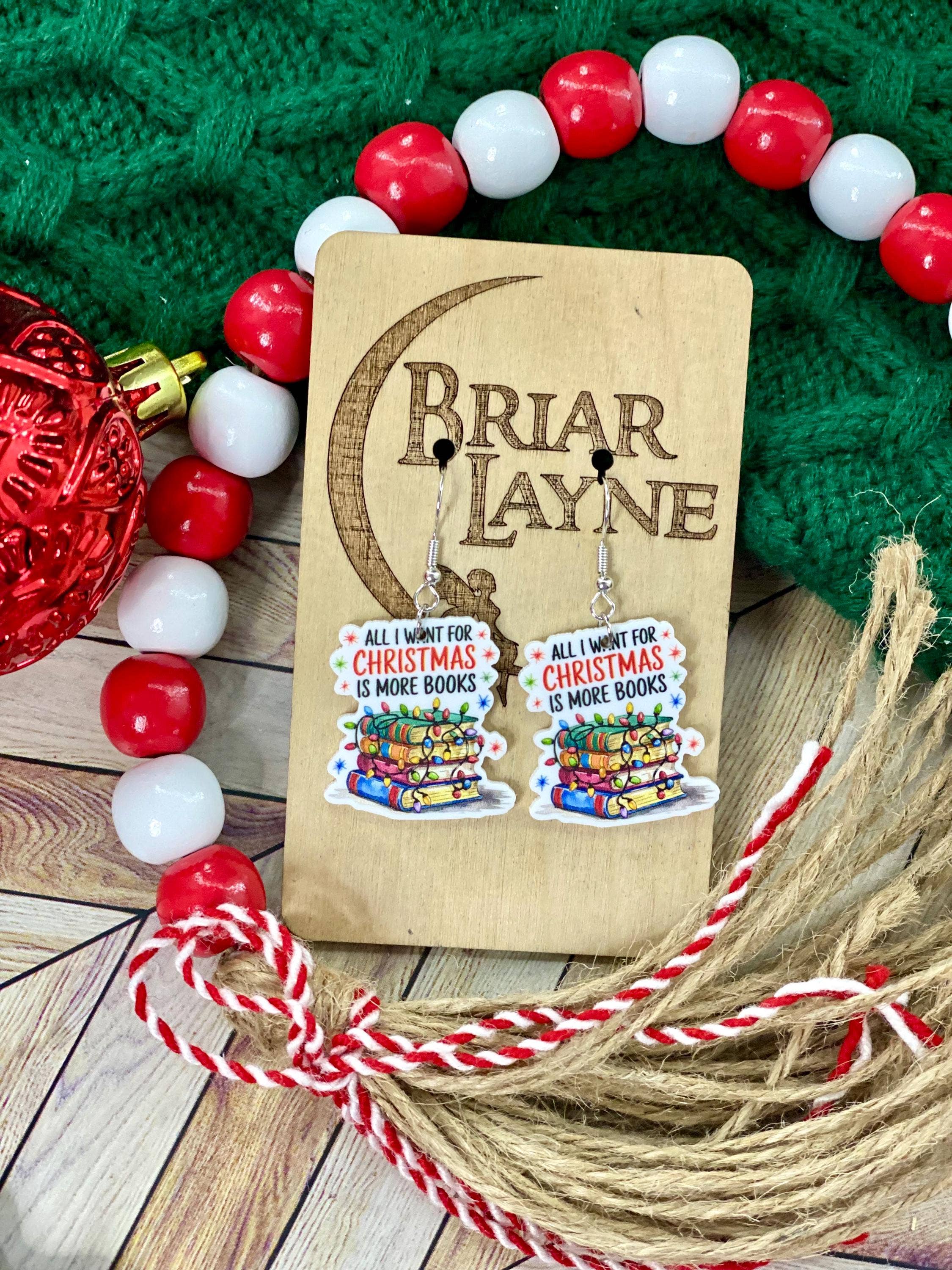 Briar layne - Wholesale Dangle Earrings - Christmas Book Lover Earrings4