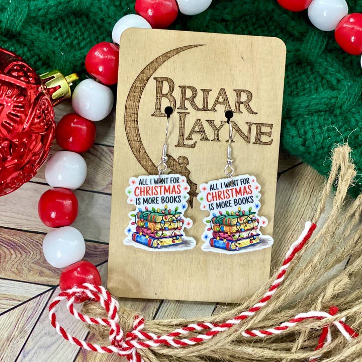 Briar layne - Wholesale Dangle Earrings - Christmas Book Lover Earrings4