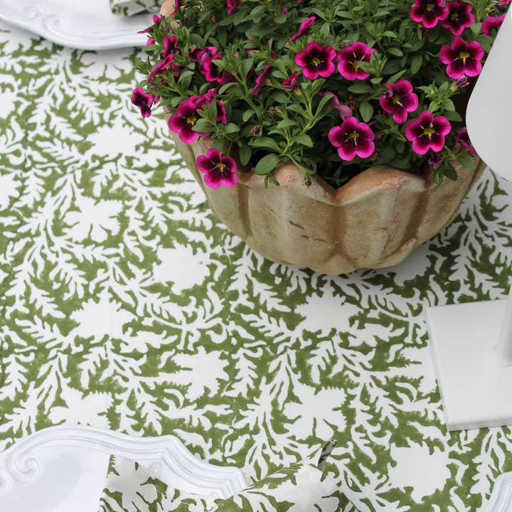 Christina Dickson Home - Wholesale Tablecloth - Pressed Florals Tablecloth in Olive