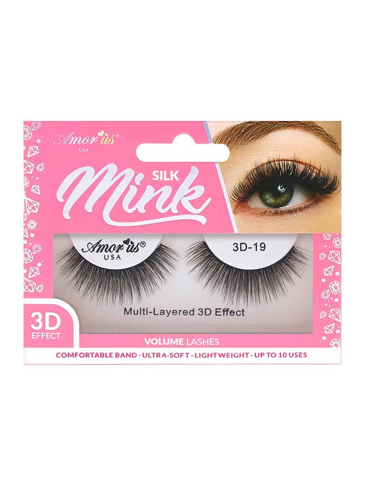 AMORUS 3D-19 Silk Mink Volume Eyelashes - 12pcs for wholesale by PINEAPPLE Beauty