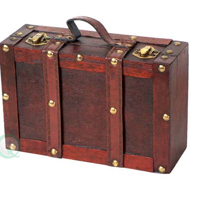 Quickway Imports - Wholesale Decorative Box - Old Fashioned Small Suitcase with Straps