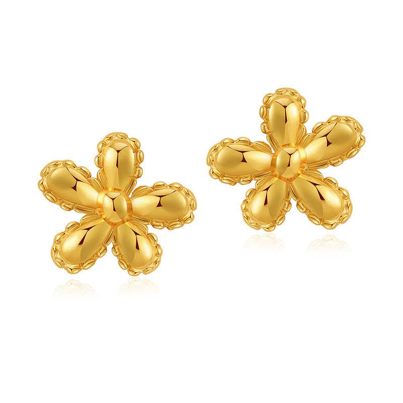 Simple Floral Gold Plated Stud Earrings DPJE1242 for wholesale on Faire5