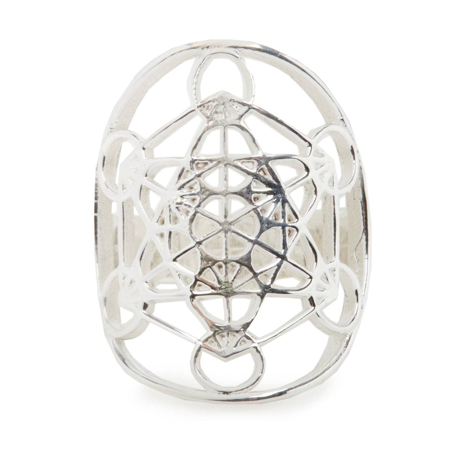 KARMA YOGA SHOP - Wholesale Cocktail/Statement Ring - 925 Silver Metatron Cube Ring7