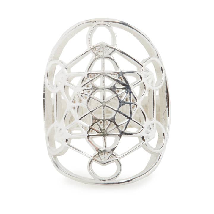 KARMA YOGA SHOP - Wholesale Cocktail/Statement Ring - 925 Silver Metatron Cube Ring7
