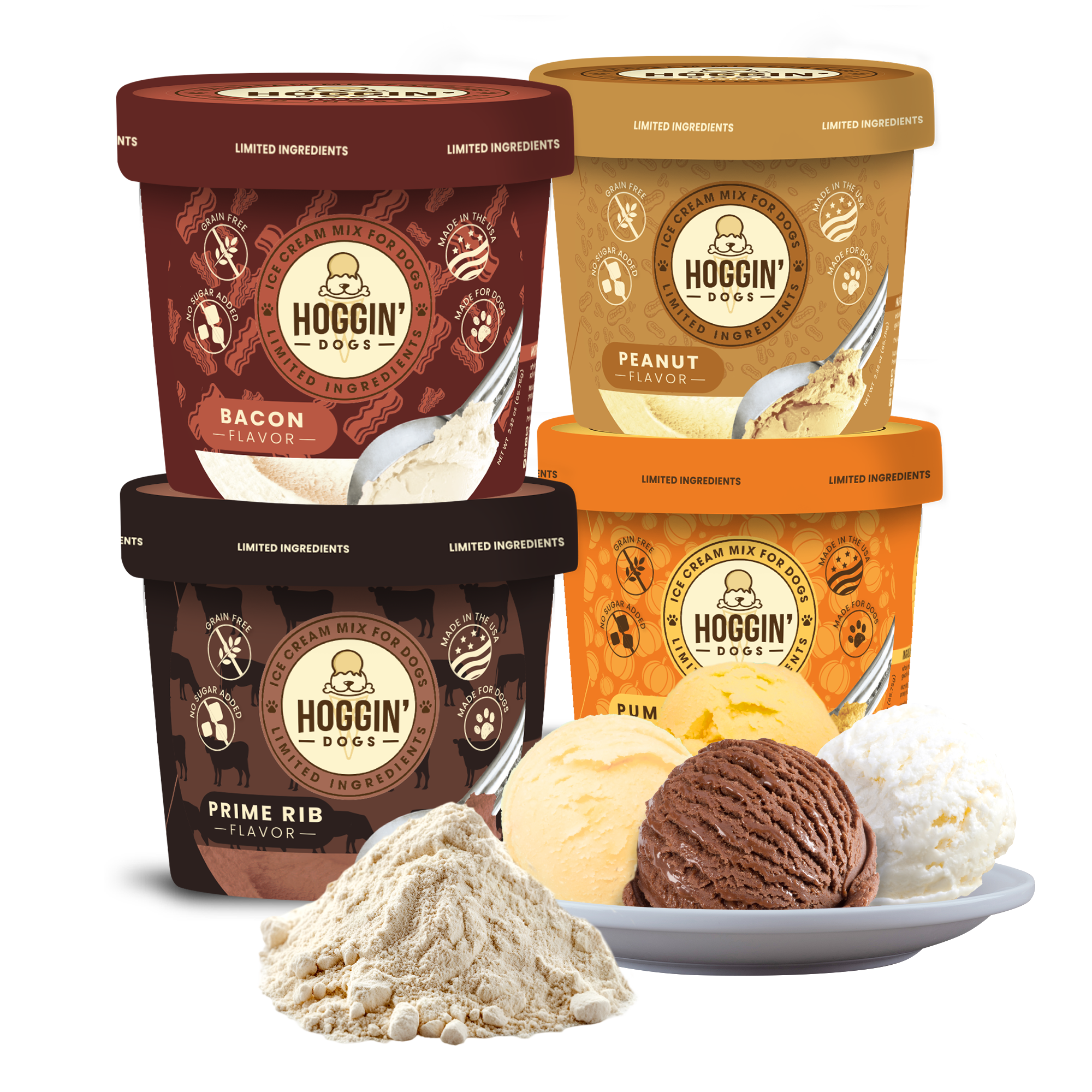 Puppy Cake LLC - Wholesale Pet Treats - Dog - Hoggin' Dogs Ice Cream Mix Sample Pack - All 4 Flavors12
