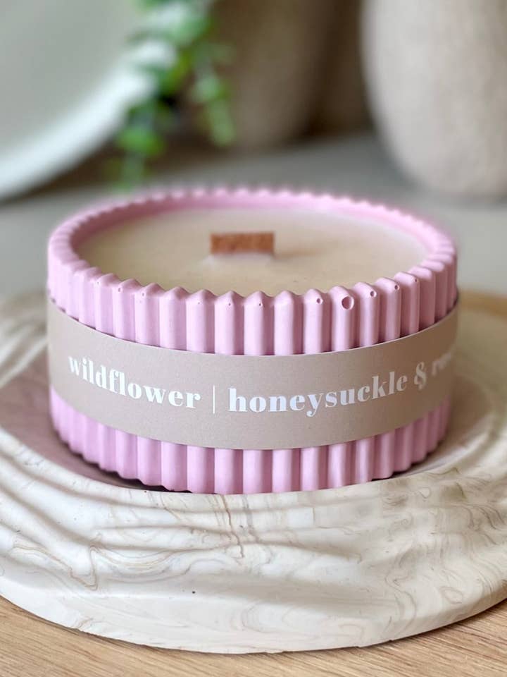 Wildflower Stoneware Soy Wax Candle / Eco-Conscious Homeware for wholesale by The Wax Leaf Candle Co