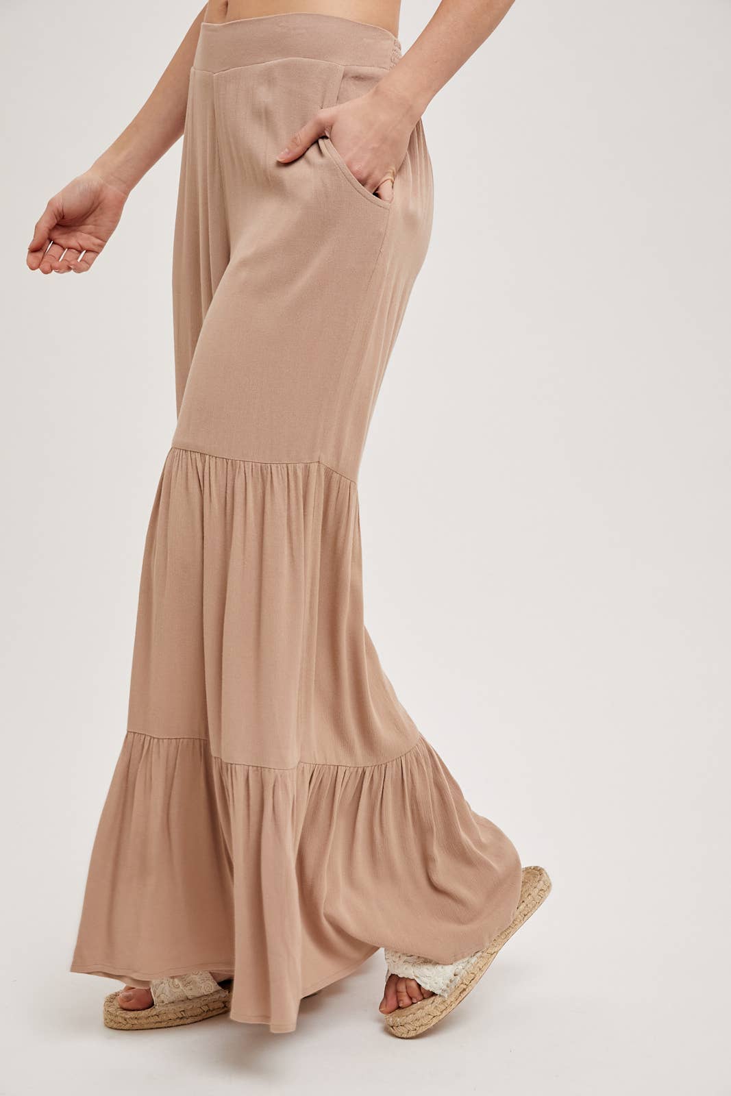 Bluivy - Vente Pantalon – femme - Pantalon ample à volants sans doublure27