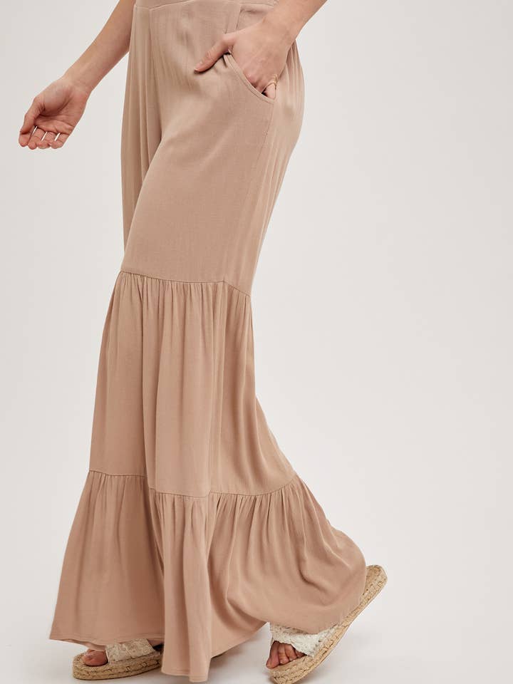 Bluivy - Vente Pantalon – femme - Pantalon ample à volants sans doublure27