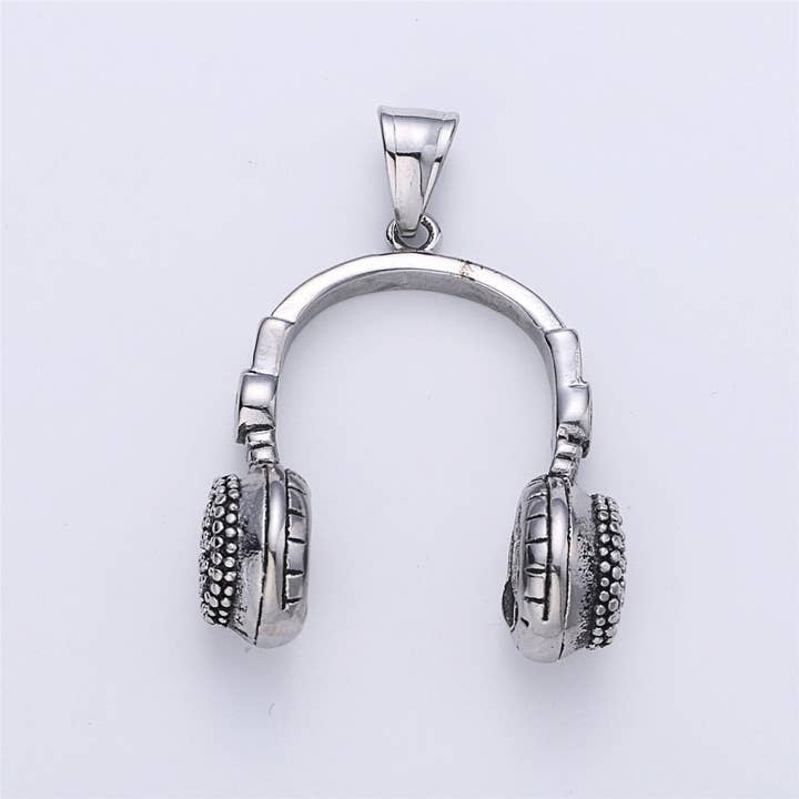 Aim Eternal - Wholesale Individual charm/pendant - Silver Headphone Pendant, Black Headset Charm, Gold DJ Charm, Music Charms, Gold Beats Pendant Hip Hop Pendant Men Jewelry J-678~J-6804