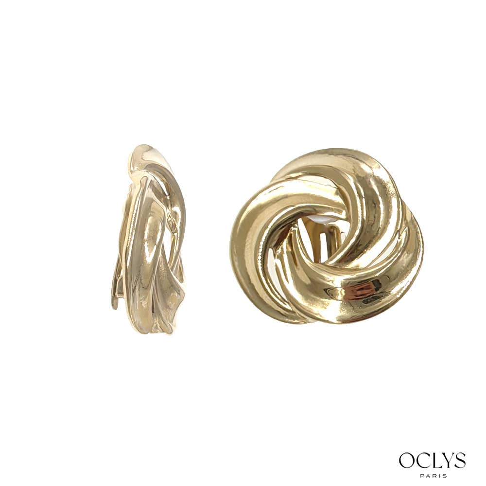 Oclys - Wholesale Clip-On Earrings - Fiori stainless steel oval clip-on earrings0