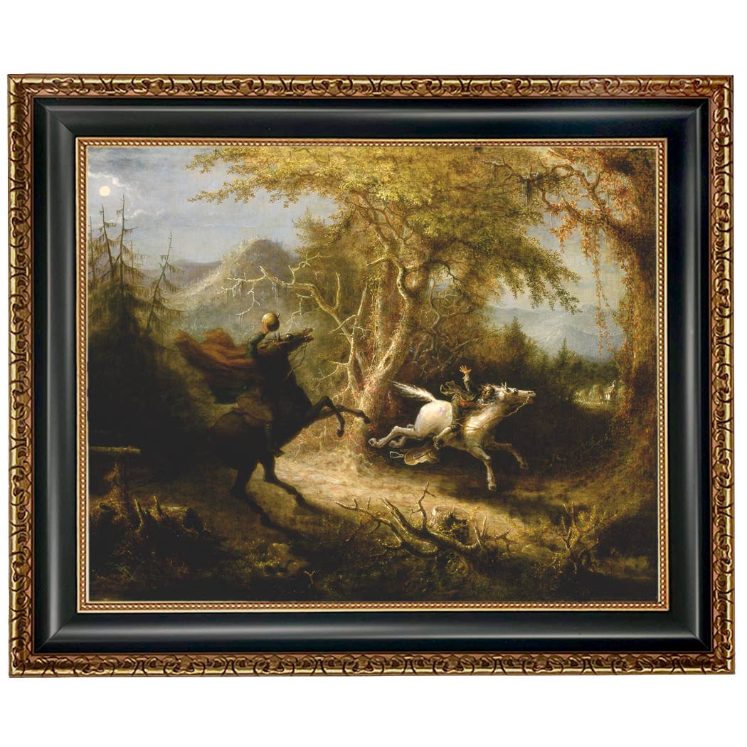 Madison Bay Co. - Historical Home Decor Reproductions - Wholesale Schilderen/Tekenen - Schilderijafdruk van de Ruiter zonder Hoofd die Ichabod Crane Achtervolgt60
