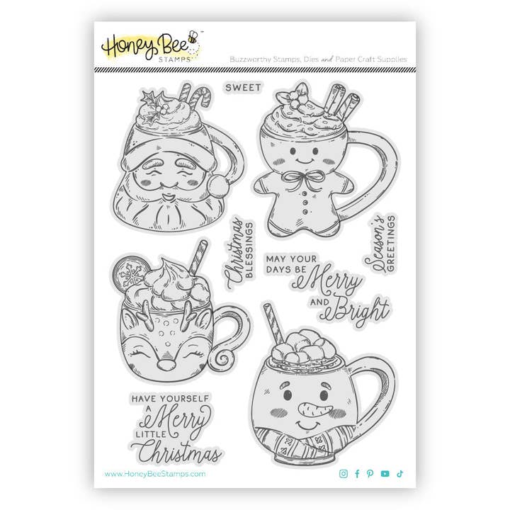 Honey Bee Stamps - Wholesale Rubber/decorative stamp - Sweet Season Mugs - 6"x 8" Rubber Cling Stamp Set2