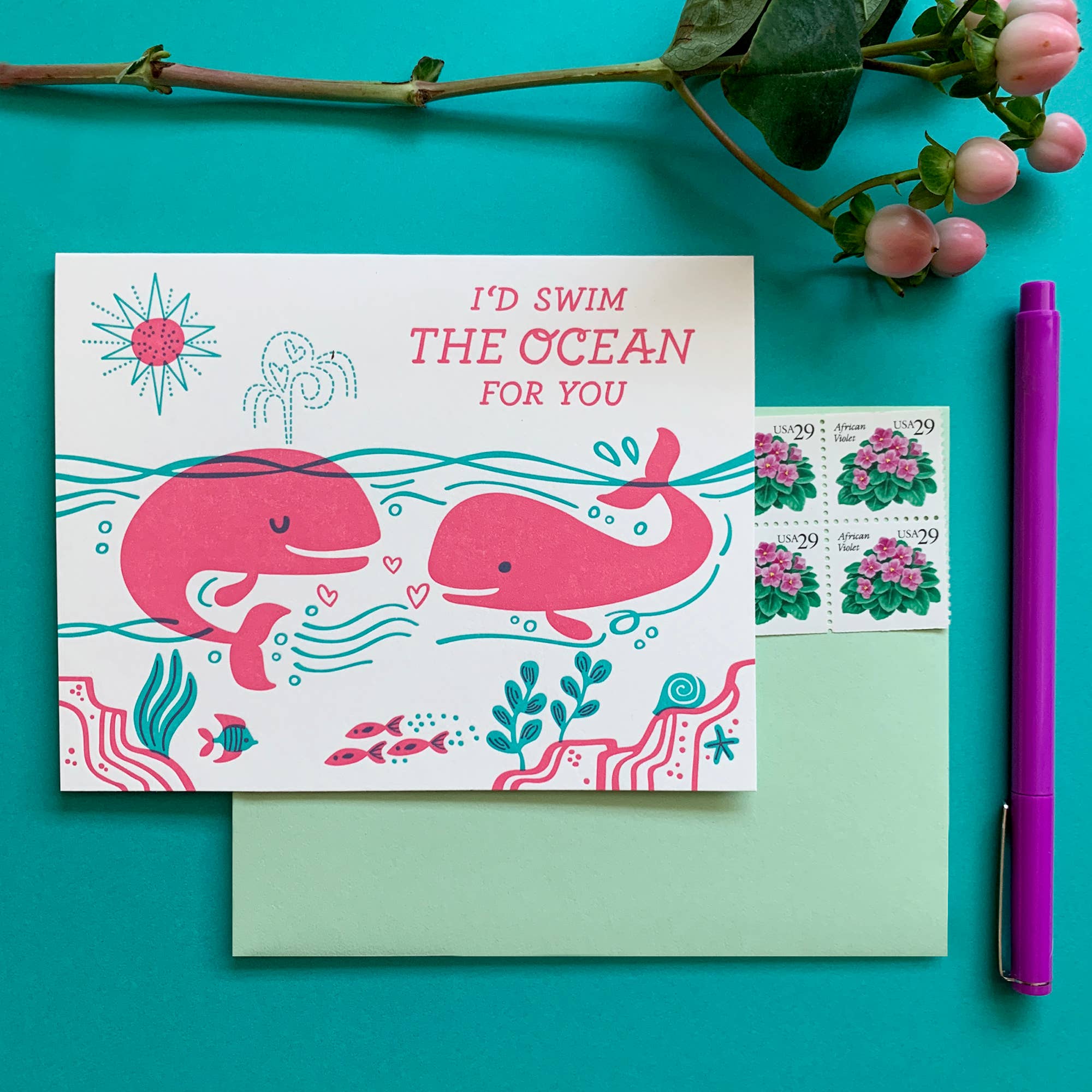 Paper Parasol Press - Wholesale Love Card - Swim the Ocean Card3