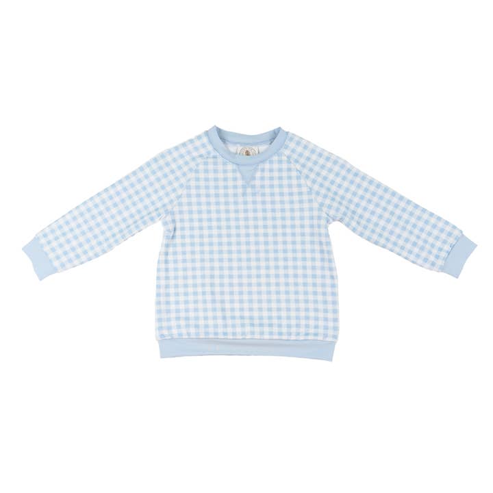 Blauwe Gingham Preston Trui voor wholesale door Cypress Row Childrens