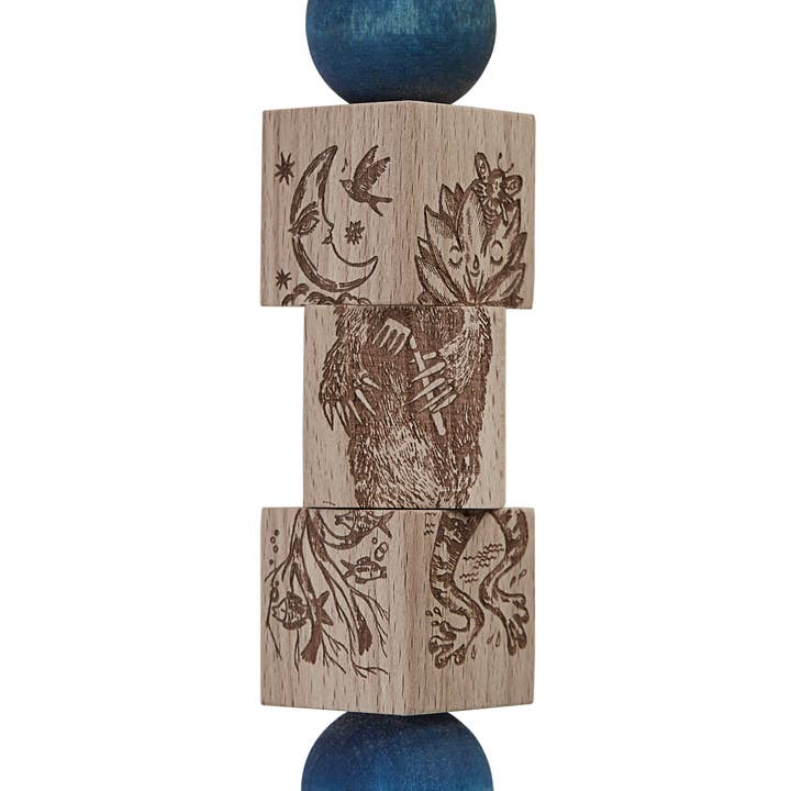 Wooden Story - Wholesale Houten speelgoed - Kinderen - Draai de blokken - Geheime Tuin - blauw