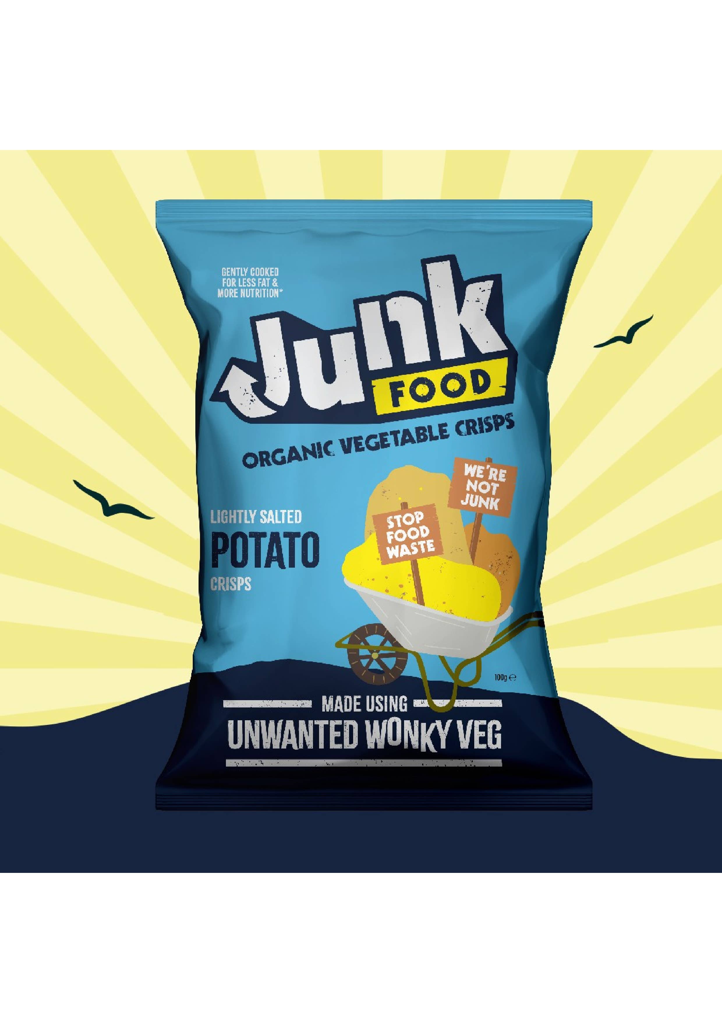 Junk Crisps - Wholesale Chips - Junk Organic Potato Crisps Lightly Salted 100g x 12