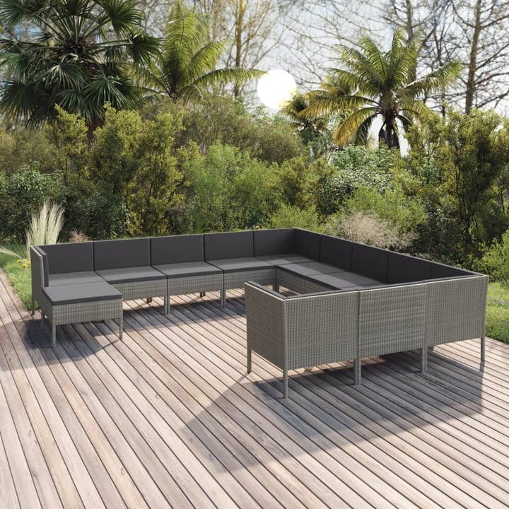 Garden Lounge Set Gray PE rattan, powder-coated steel, polyester for wholesale by American Smart