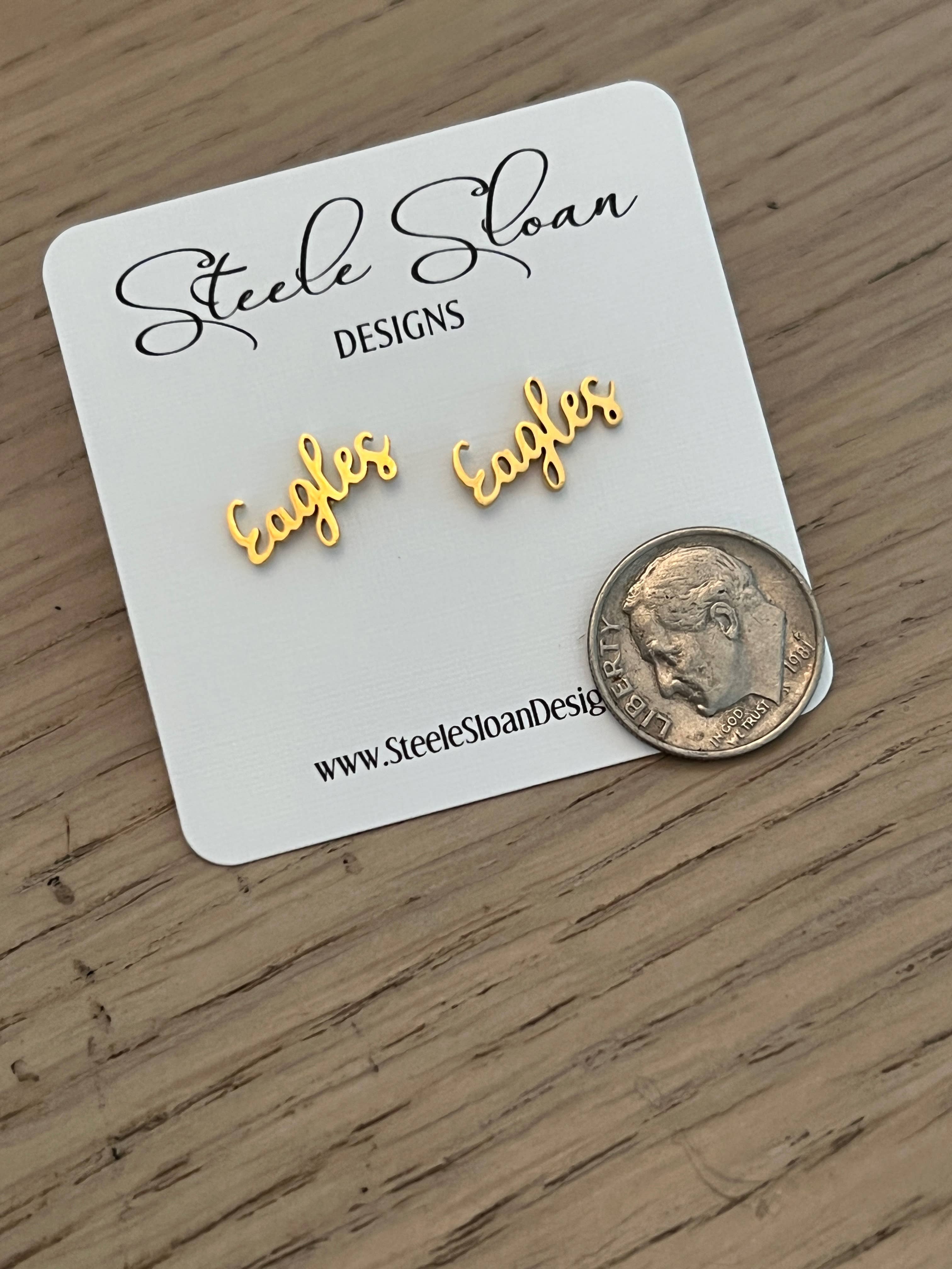 Steele Sloan Designs - Wholesale Stud/Post Earrings - Eagles Fans Gold Stud Earrings  Eagles Team Gift  Go Eagles!1