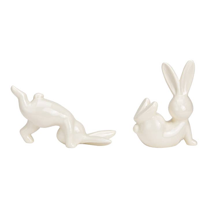 Lapin en porcelaine blanche, 2 pièces, (L/H/P) 18x10x6cm pour la vente par Wurm