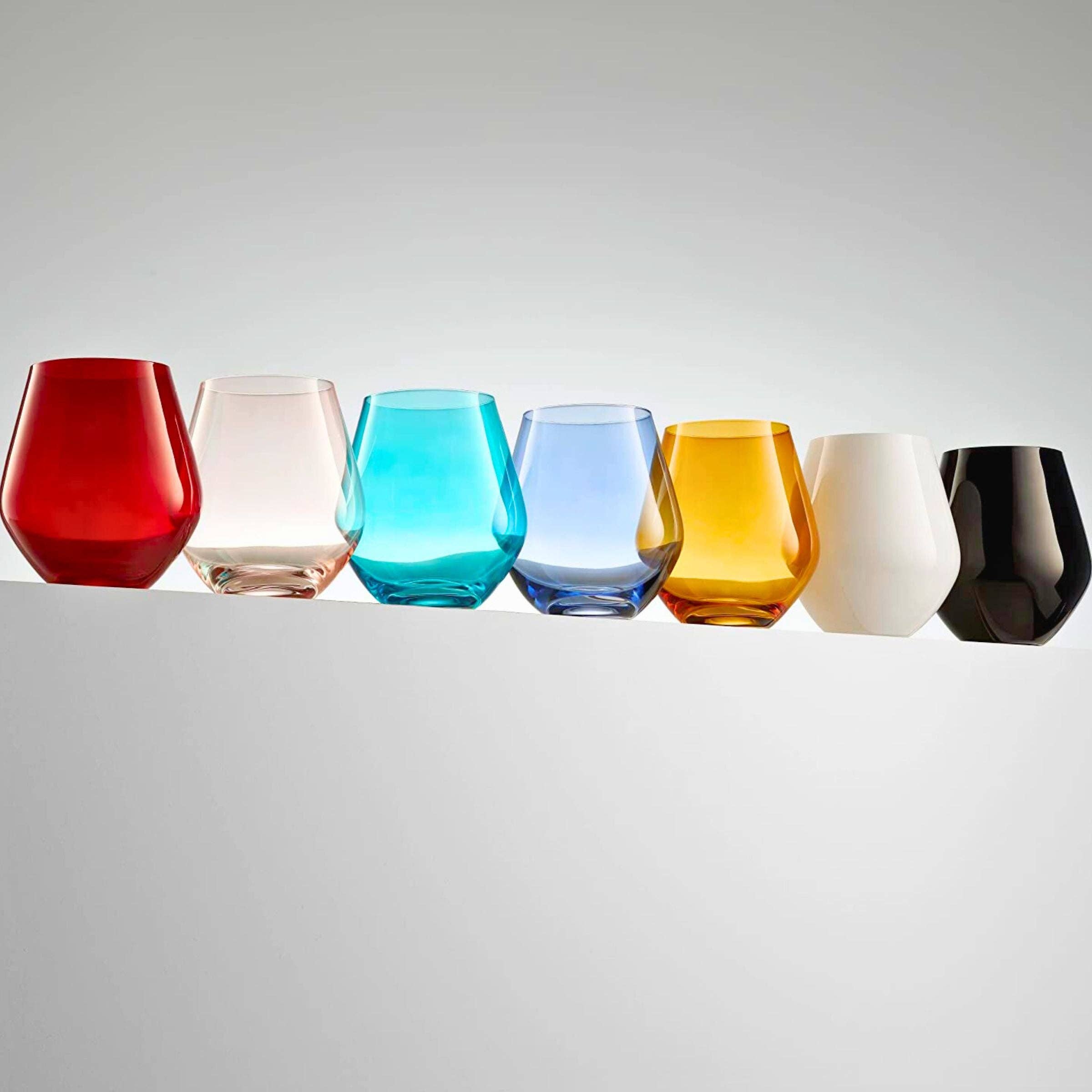 Godinger - Wholesale Wine Glass - Meridian Stemless Teal Wine Glass, Set of 43