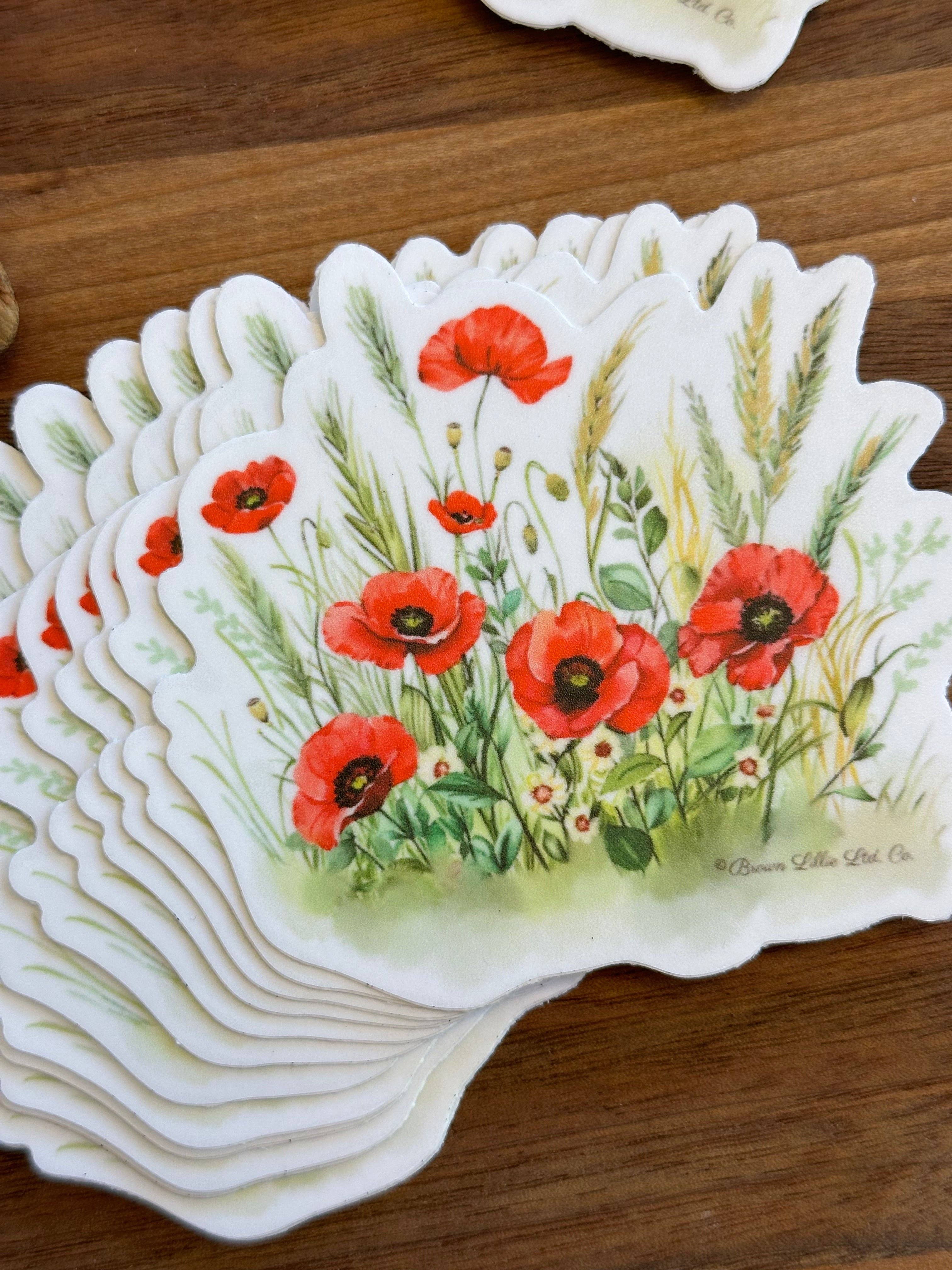 Brown Lillie - Wholesale Sticker - Red Poppy: 3" Waterproof Vinyl Sticker | August Birth Flower7