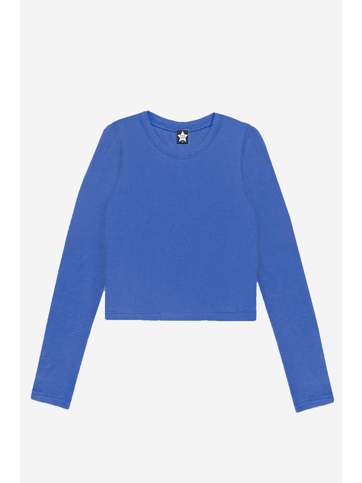 Ultra-Soft Ribbed Long Sleeve Fitted Tee - Blue Jean for wholesale on Faire